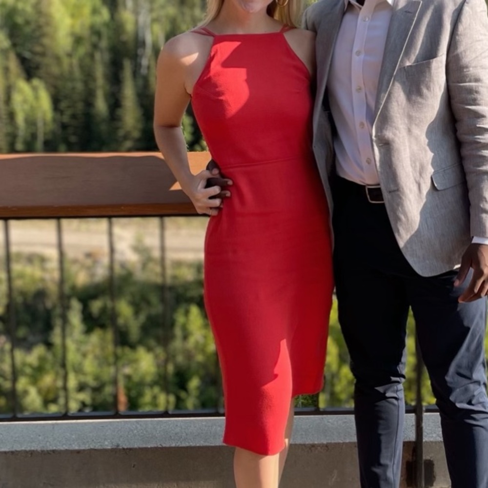 Reformation Orange/Red Backless Midi Dress